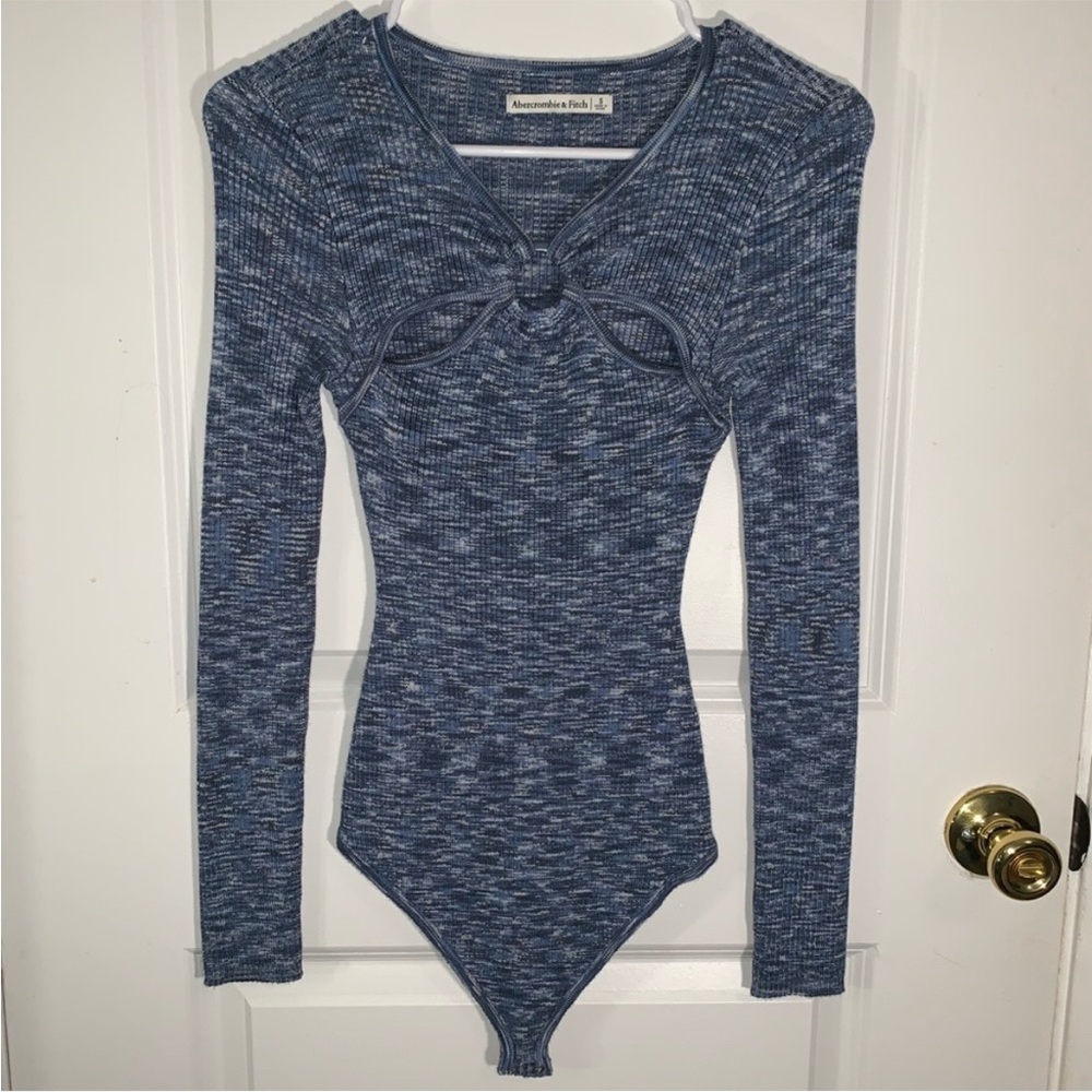 Abercrombie & Fitch Textured Blue Bodysuit